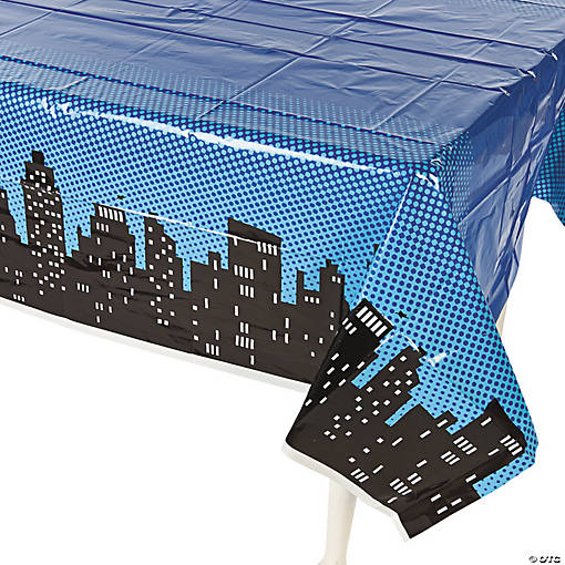 54" x 108" Superhero Rectangle Disposable Plastic Tablecloth
