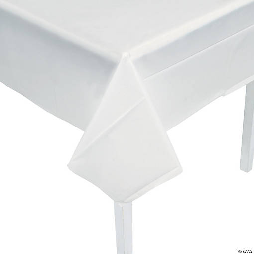 54" x 108" White Rectangle Disposable Plastic Tablecloth