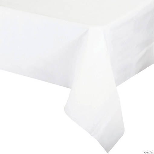 54" x 108" White Rectangular Disposable Plastic Tablecloths (22 Tablecloths)