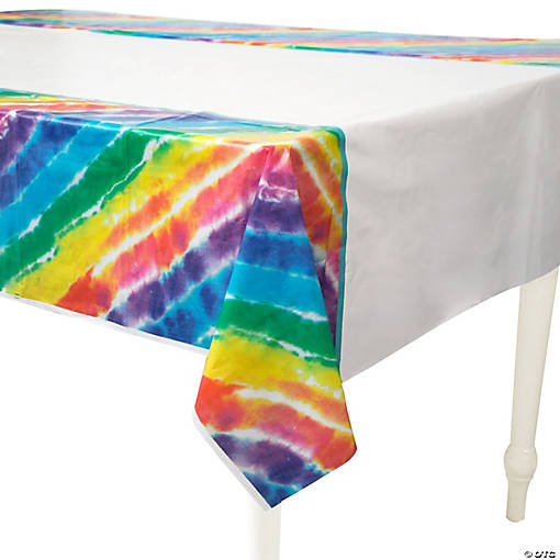 54" x 84" Tie-Dye Plastic Tablecloth