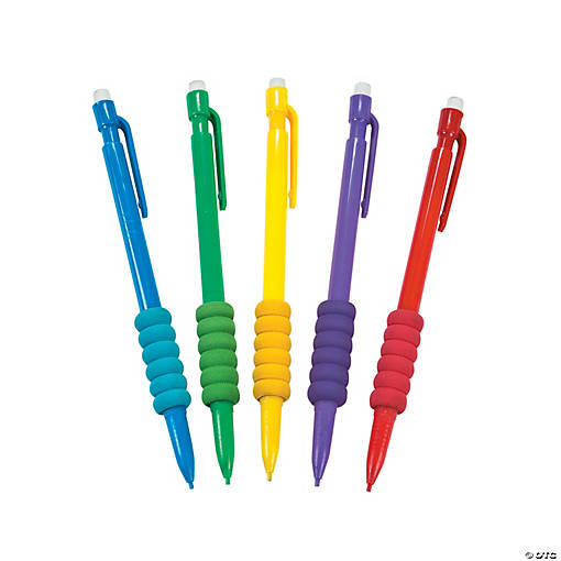 6 1/4" Bulk 50 Pc. Cushioned-Grip Solid Color Plastic Mechanical Pencils