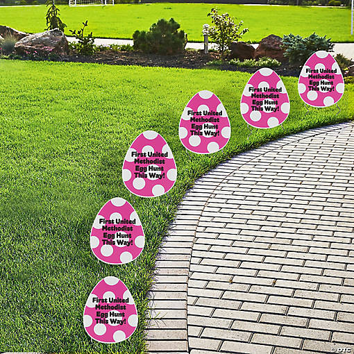6 1/4" x 8"  Personalized Mini Easter Egg-Shaped Yard Signs - 6 Pc.