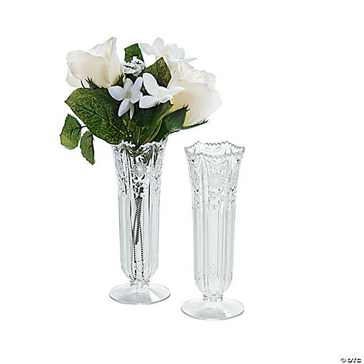 6" Clear Patterned Plastic Bud Vases - 12 Pc.