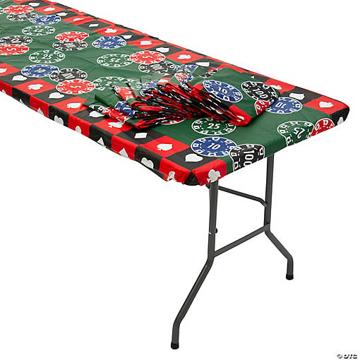 6 Ft. Bulk 12 Pc. Casino Rectangle Fitted Disposable Plastic Tablecloths