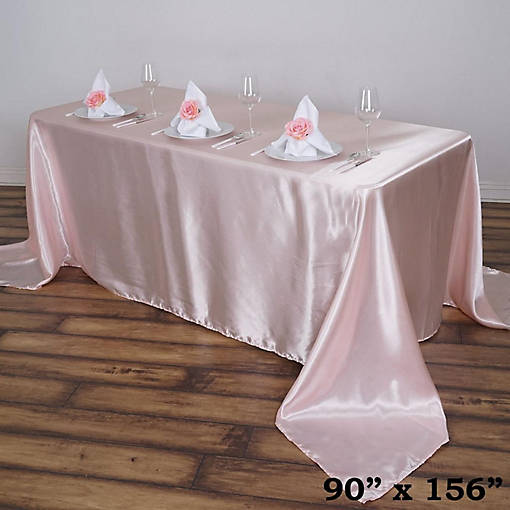 6 Pcs 90X156" Satin Rectangular Tablecloths Wedding Catering Dining Decorations