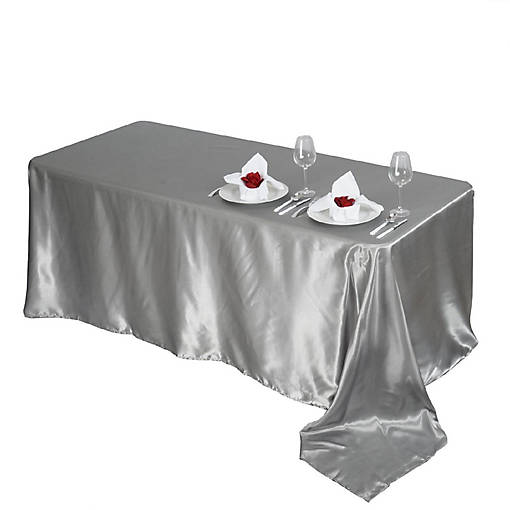 6 Pcs 90X156" Satin Rectangular Tablecloths Wedding Catering Dining Decorations