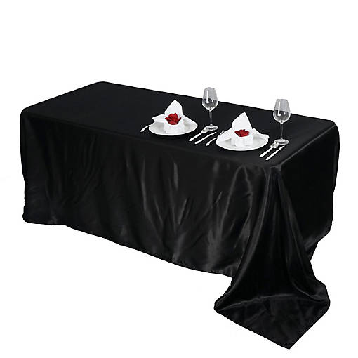 6 Pcs 90X156" Satin Rectangular Tablecloths Wedding Catering Dining Decorations