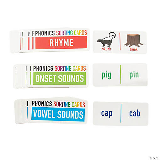 6" x 2 1/2" Phonics Sorting Laminated Flashcard Set - 75 Pc.