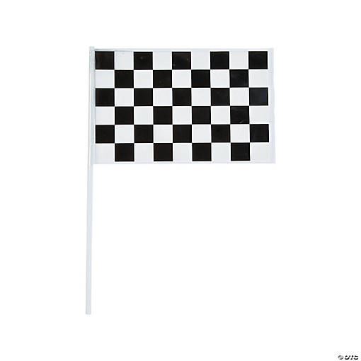 6" x 4" Bulk 72 Pc. Small Plastic Black &amp; White Checkered Flags