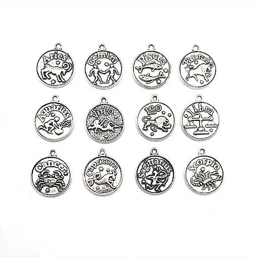 60 Pcs Silver Zodiac Coin Charm Set