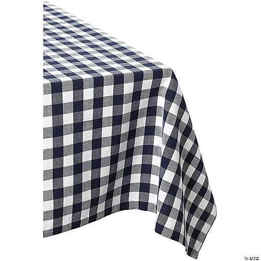 60" X 84" Navy/White Checkers Tablecloth