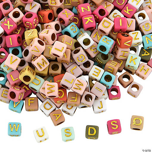 6mm Bulk 400 Pc. Boho Multicolor Square Alphabet Plastic Beads