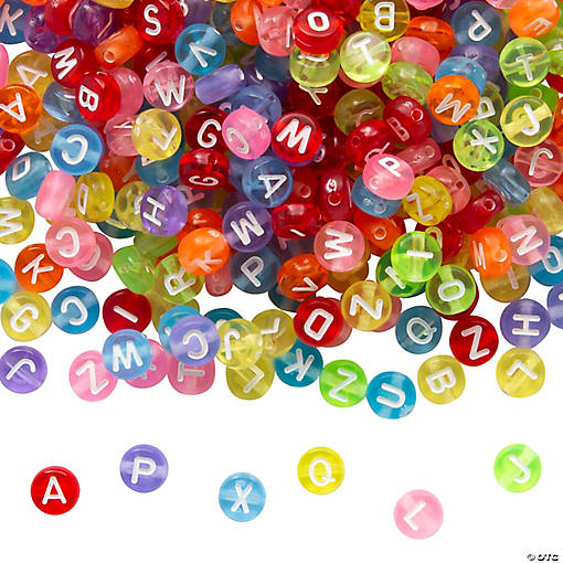 6mm Bulk 400 Pc. Translucent Multicolor Round Alphabet Plastic Beads