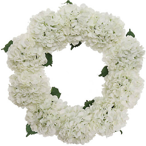 6PC 17" HYDRANGEA WREATH WHITE
