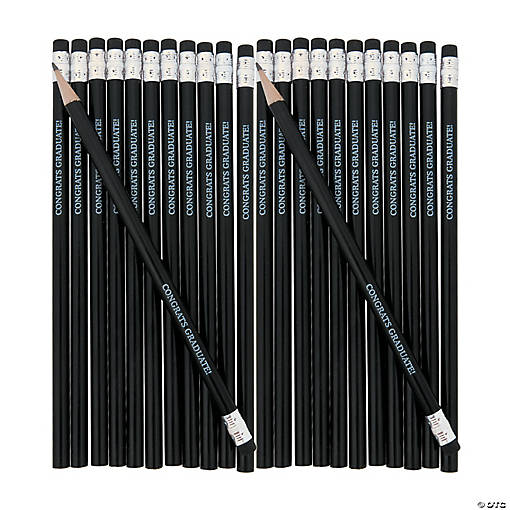 7 1/2" Personalized Black Solid Color Wood Pencils - 24 Pc.