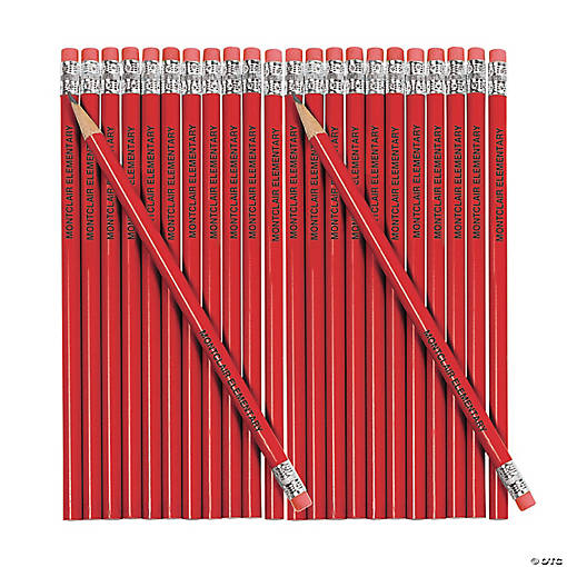7 1/2" Personalized Classic Red Solid Color Wood Pencils - 24 Pc.