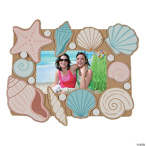 7 1/2" x 6 1/4" Seashell Picture Frame Magnet Craft Kit - 12 Pc.