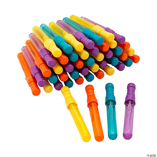 7" Bulk 72 Pc. Mini Solid Color Plastic Outdoor Bubble Wands