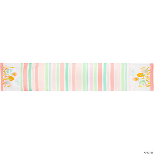 72" Pastel "Happy Easter" Striped Table Runner