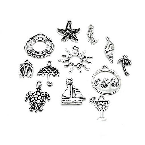 72 Pcs Silver Ocean Charms, 12 Styles