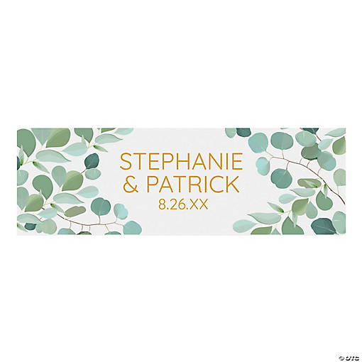 72" x 23" Personalized Eucalyptus Wedding Banner - Medium