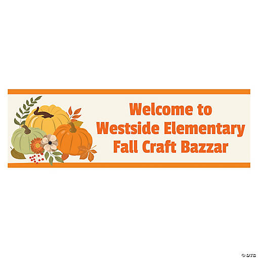 72" x 23" Personalized Fall Pumpkin Vinyl Banner &amp;#8211; Medium
