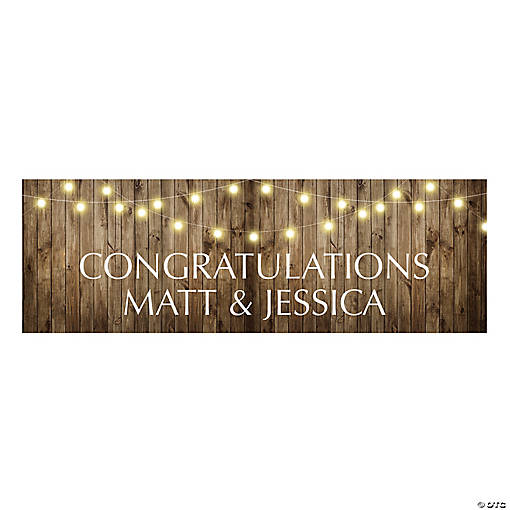 72" x 23" Personalized Rustic Wedding Banner - Medium