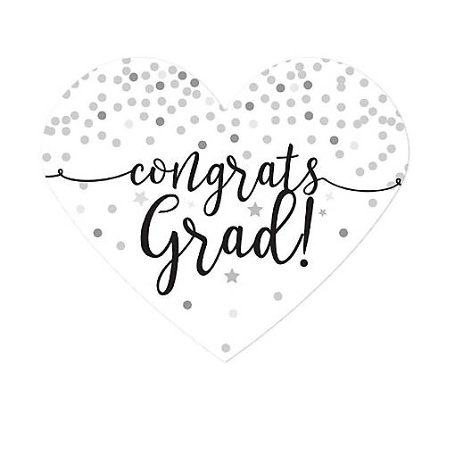 75 Black/White Heart Label Congrats Grad