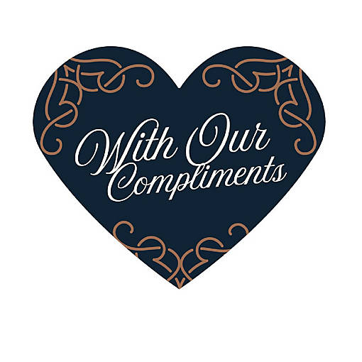 75 Navy Heart Label with Our Compliments