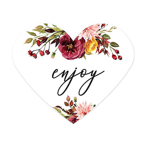 75PC Fall Marsala Heart Label Enjoy