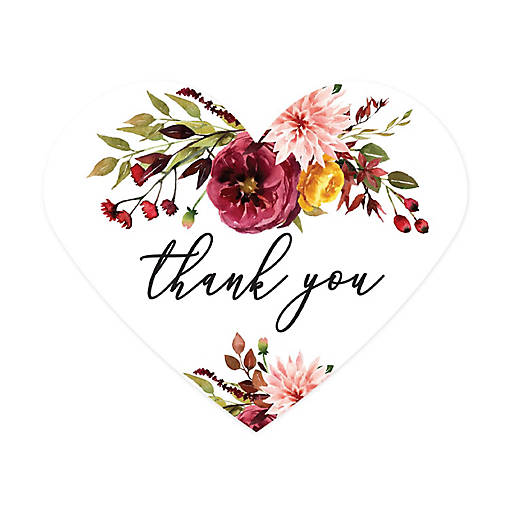 75PC Fall Marsala  Heart Label Thank You