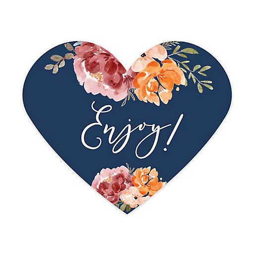 75PC Navy/Orange Heart Label Enjoy