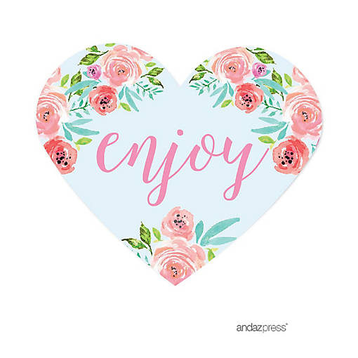 75PC Tea Party Heart Label Enjoy!