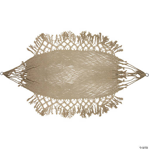 78" x 31" Brown Macrame Hammock with Patterned Tassels