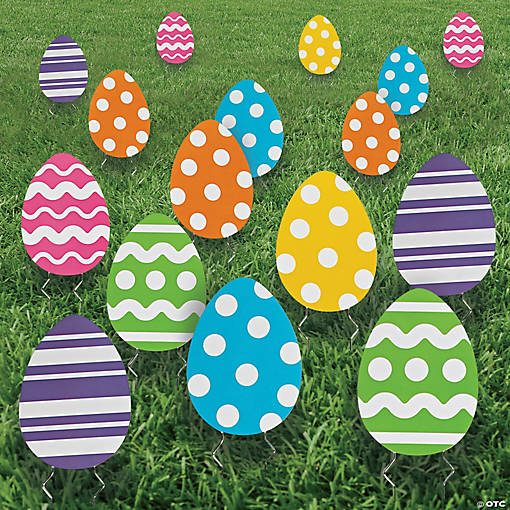 8" Bulk Mini Easter Egg Yard Signs - 24 Pc.