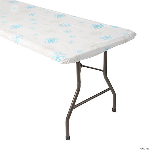 8 Ft. Snowflake Fitted Rectangle Plastic Tablecloth
