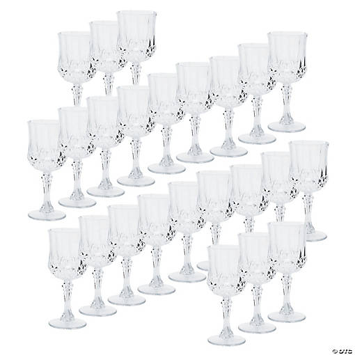 8 oz. Bulk  48 Ct. Clear Patterned Disposable Plastic Wine Glasses
