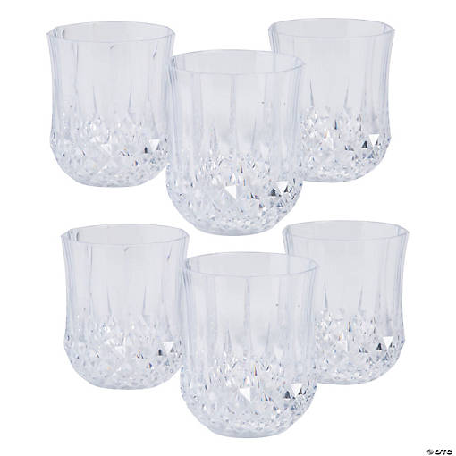 8 oz. Bulk 48 Ct. Clear Stemless Patterned Plastic Wine Glasses