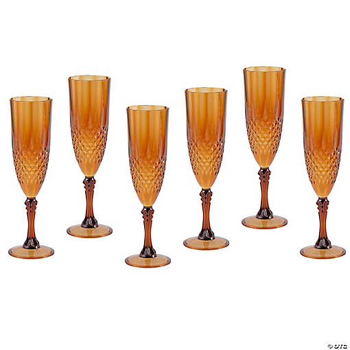 8 oz. Bulk 48 Pc. Patterned Reusable Plastic Champagne Flutes