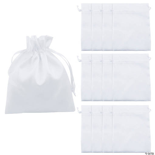 8" x 10" Bulk 48 Pc. Medium White Satin Drawstring Bags