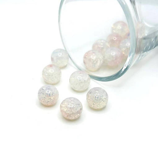 80 Pcs 10mm Light Pink Crackle Beads