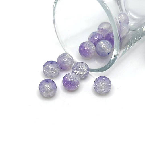 80 Pcs 10mm Light Purple Crackle Beads