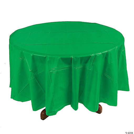 82" Bright Color Solid Green Round Disposable Plastic Tablecloth