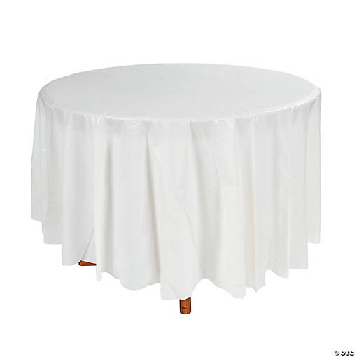 82" Classic White Solid Color Round Disposable Plastic Tablecloth