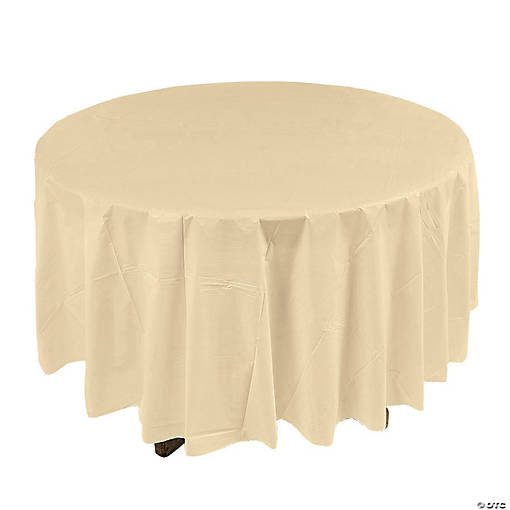 82" Ivory Round Plastic Tablecloth