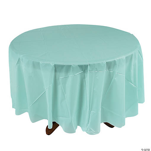 82" Light Blue Round Plastic Tablecloth