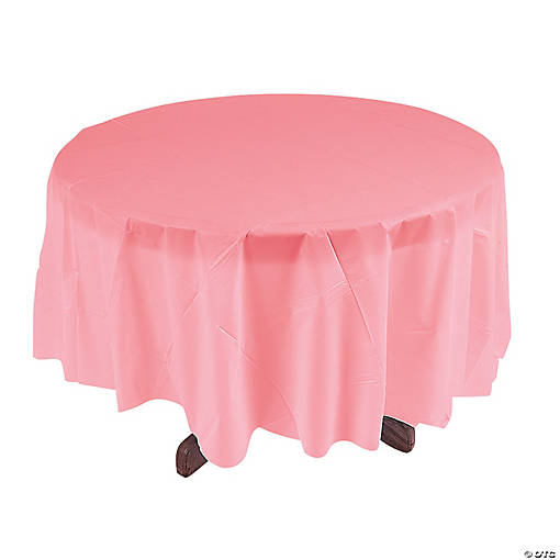82" Light Pink Round Plastic Tablecloth