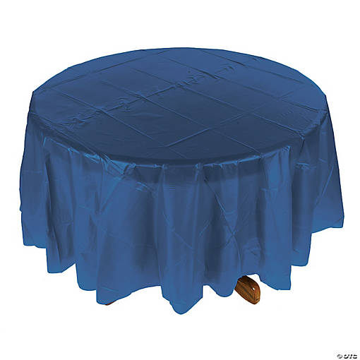 82" Navy Blue Round Plastic Tablecloth