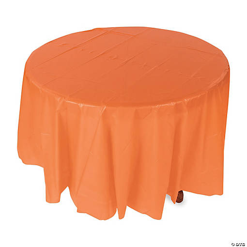 82" Orange Round Plastic Tablecloth