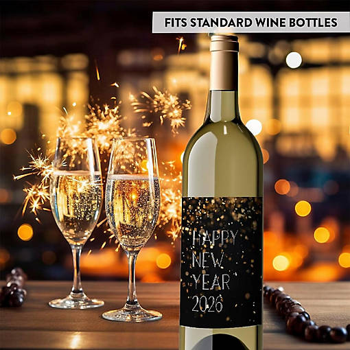 8PC Wine Bottle Happy New Year Deco